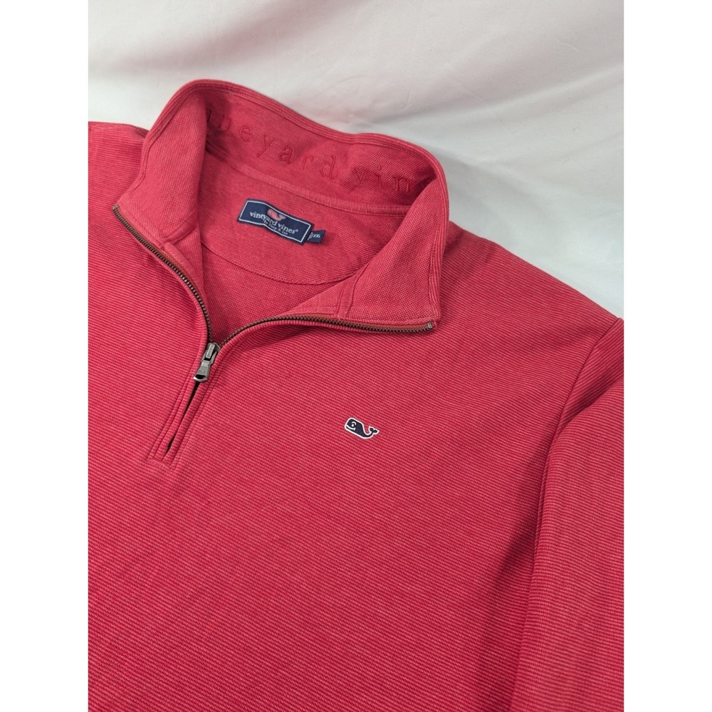 Vineyard Vines Saltwater Men's Red Heathered Quarter Zip Pullover Size XXL
